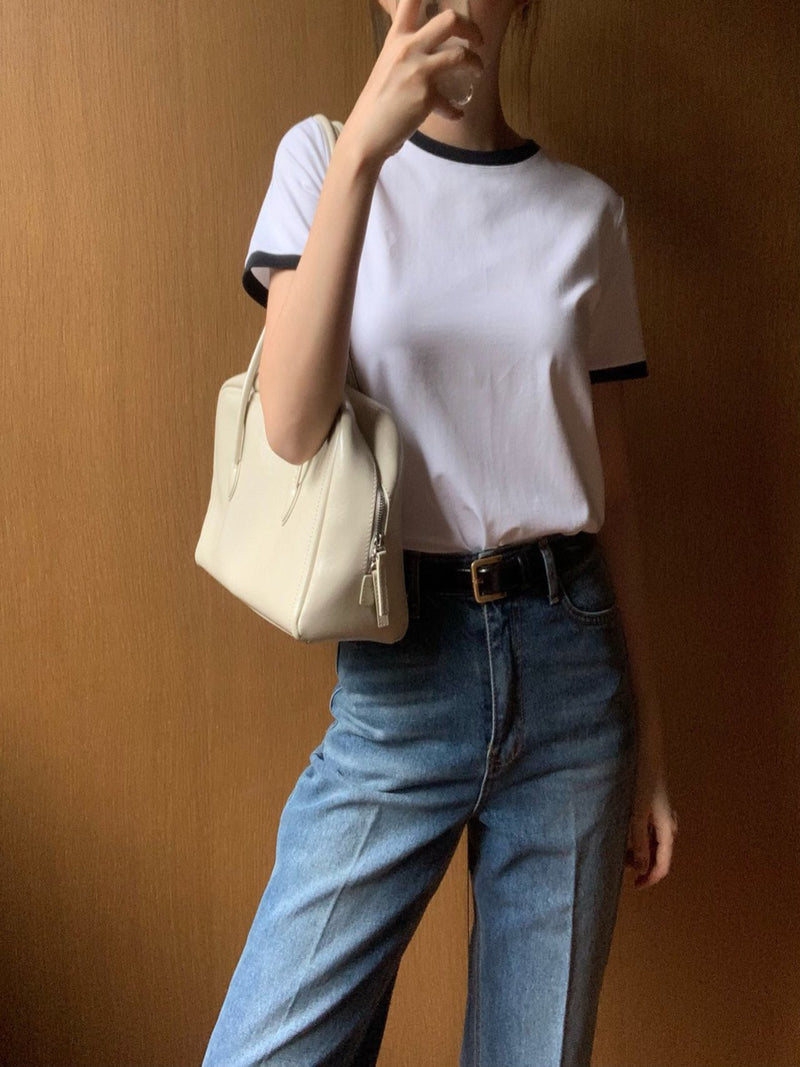 CONTRAST HALF SLEEVE COTTON T-SHIRT