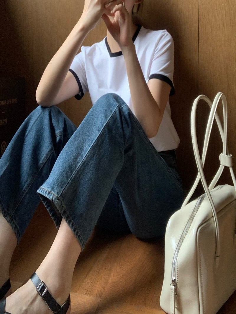 CONTRAST HALF SLEEVE COTTON T-SHIRT