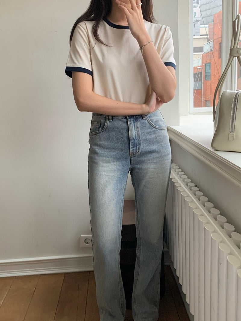 CONTRAST HALF SLEEVE COTTON T-SHIRT