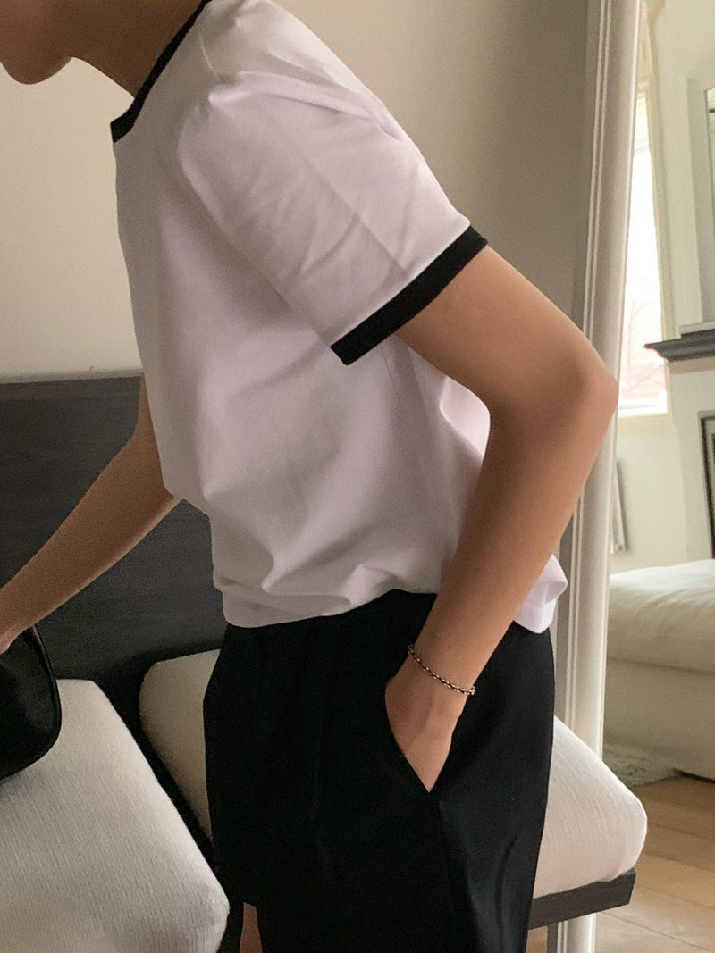 CONTRAST HALF SLEEVE COTTON T-SHIRT