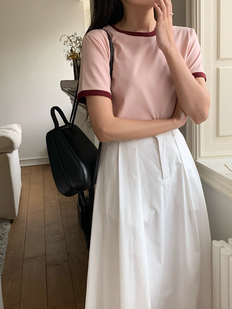 CONTRAST HALF SLEEVE COTTON T-SHIRT