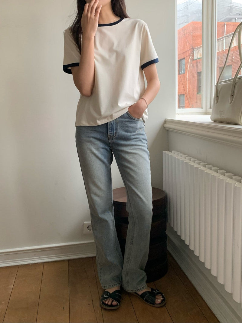 CONTRAST HALF SLEEVE COTTON T-SHIRT
