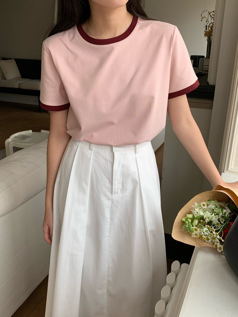 CONTRAST HALF SLEEVE COTTON T-SHIRT