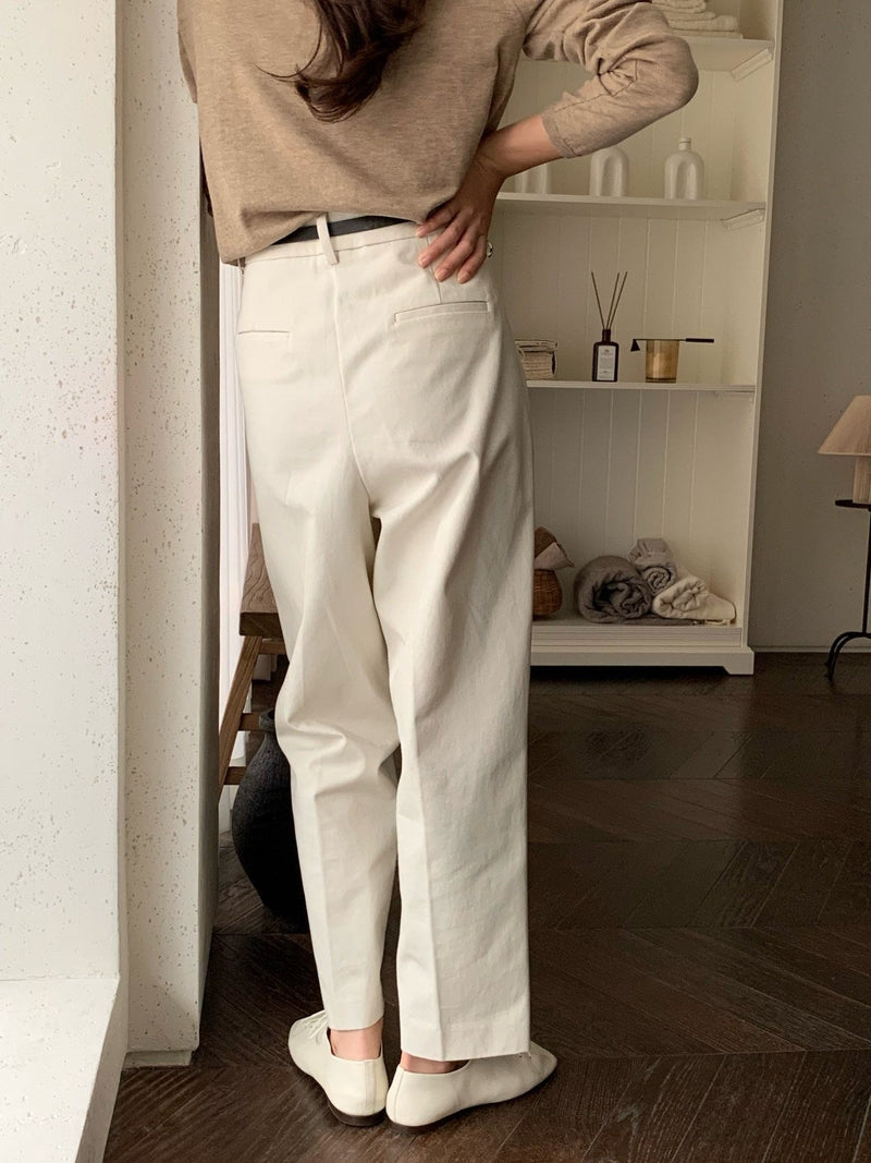 COTTON PIN TUCK CHINOS