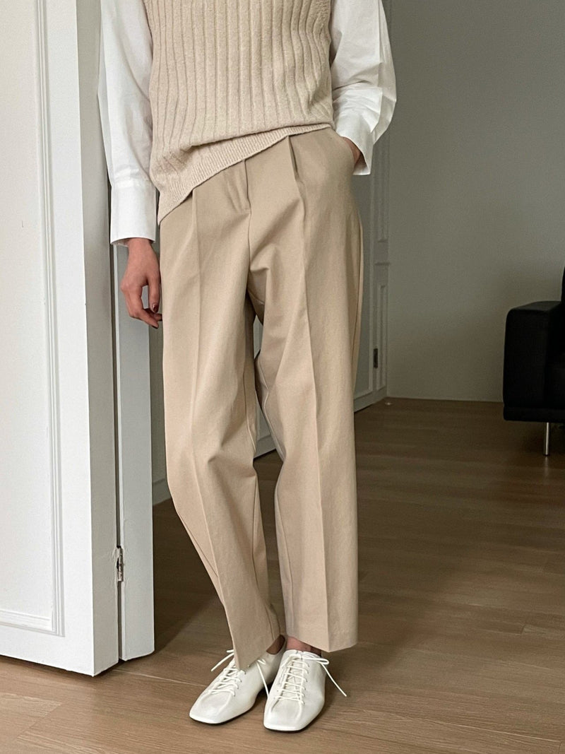 COTTON PIN TUCK CHINOS