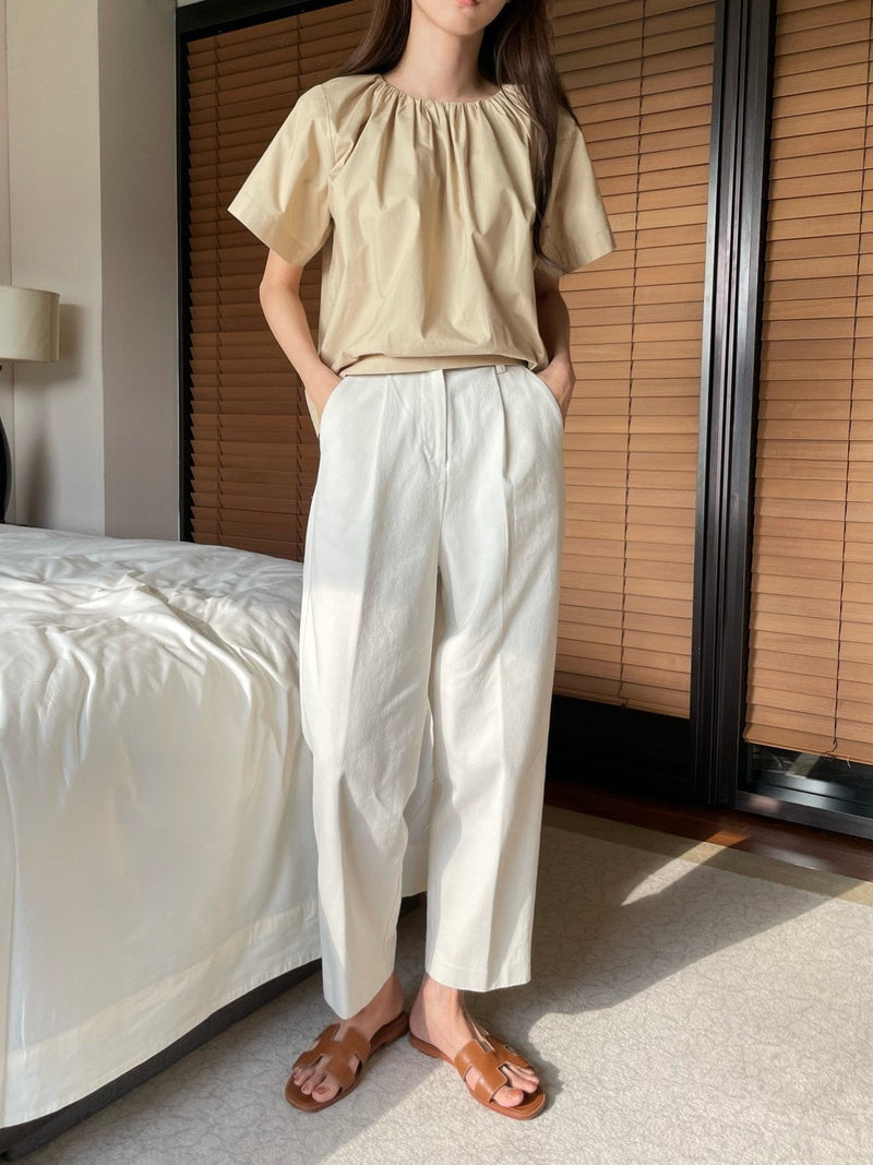 COTTON PIN TUCK CHINOS