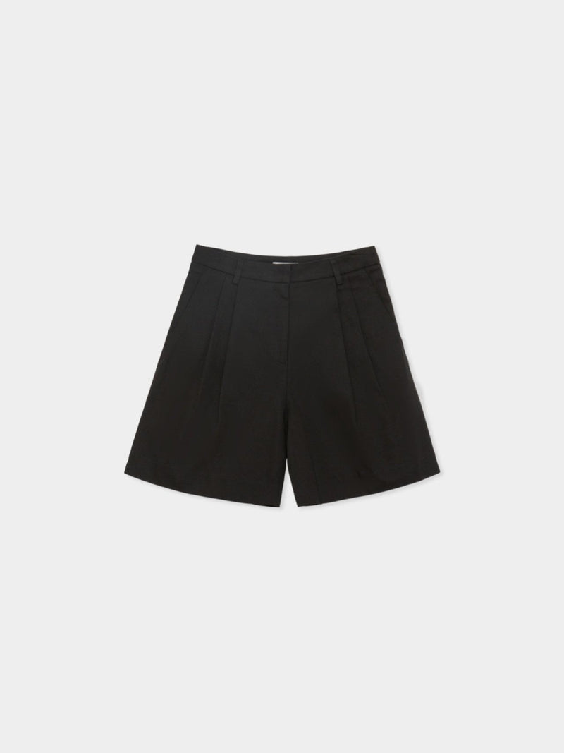 COTTON TWILL PIN TUCK SHORTS