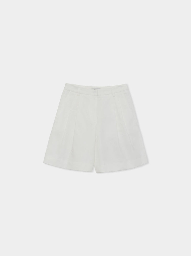 COTTON TWILL PIN TUCK SHORTS