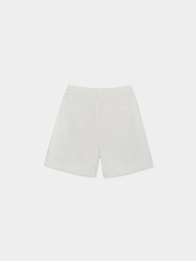 COTTON TWILL PIN TUCK SHORTS