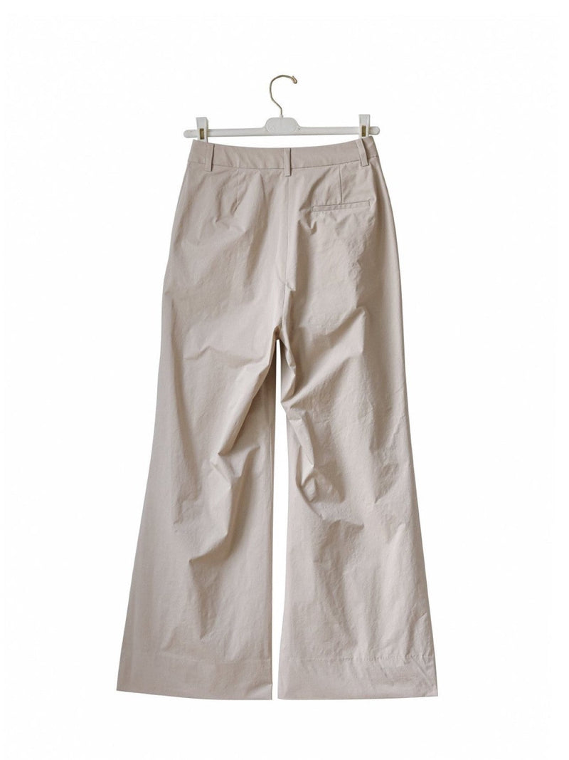 COTTON TWO PIN TUCK WIDE TROUSERS