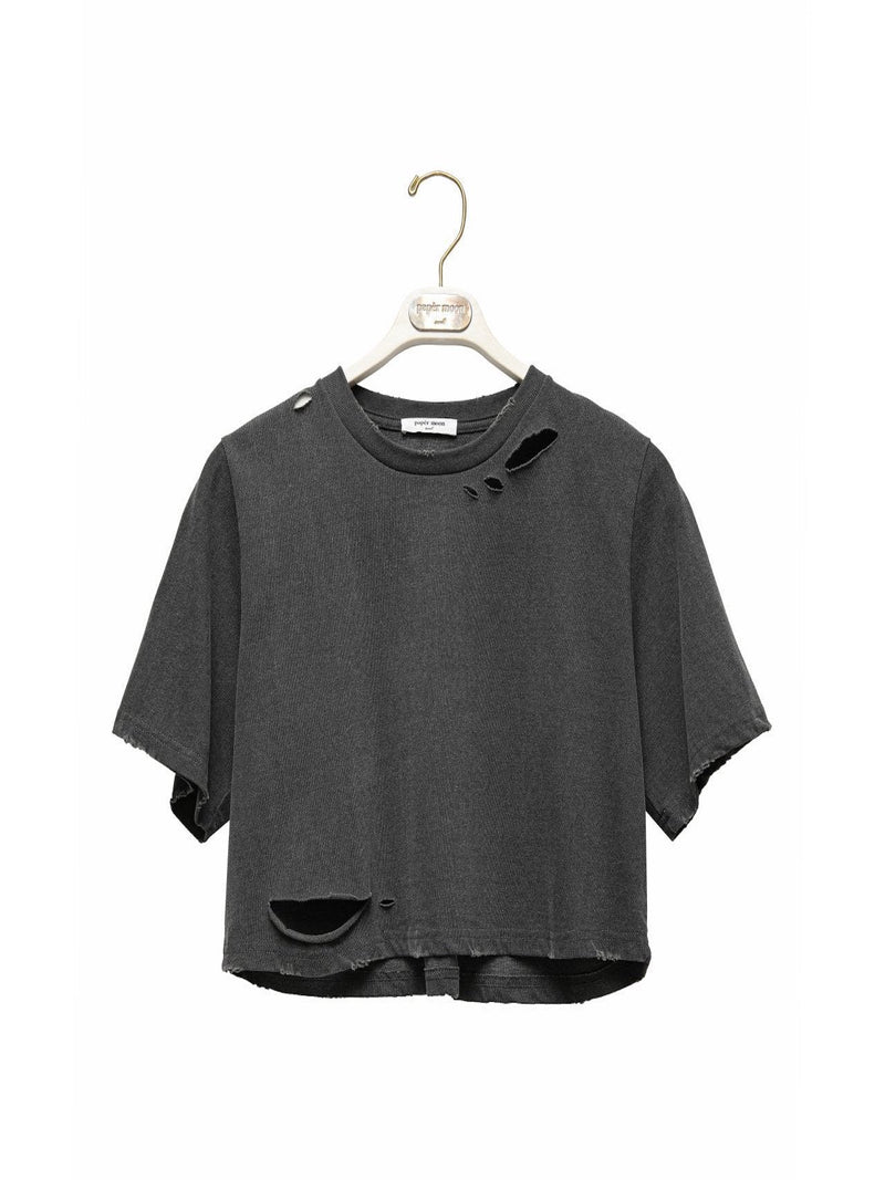 CROPPED PIGMENT CUT DETAIL T-SHIRT