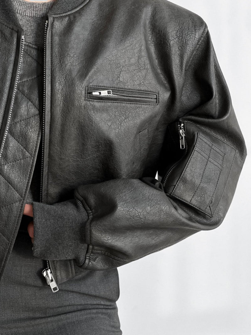 VEGAN LEATHER BOMBER JACKET