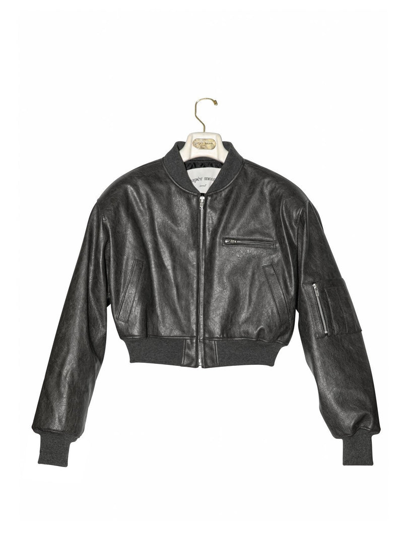 VEGAN LEATHER BOMBER JACKET