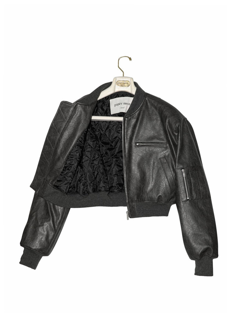 VEGAN LEATHER BOMBER JACKET