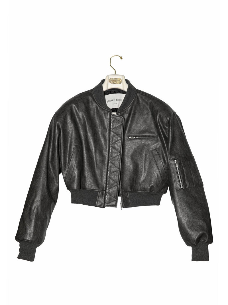 VEGAN LEATHER BOMBER JACKET