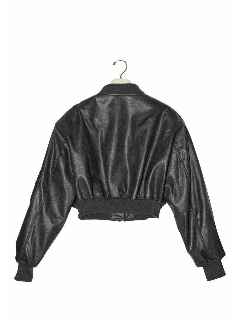 VEGAN LEATHER BOMBER JACKET