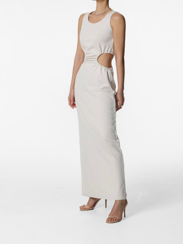 CUT-OUT JERSEY MAXI SLEEVELESS DRESS