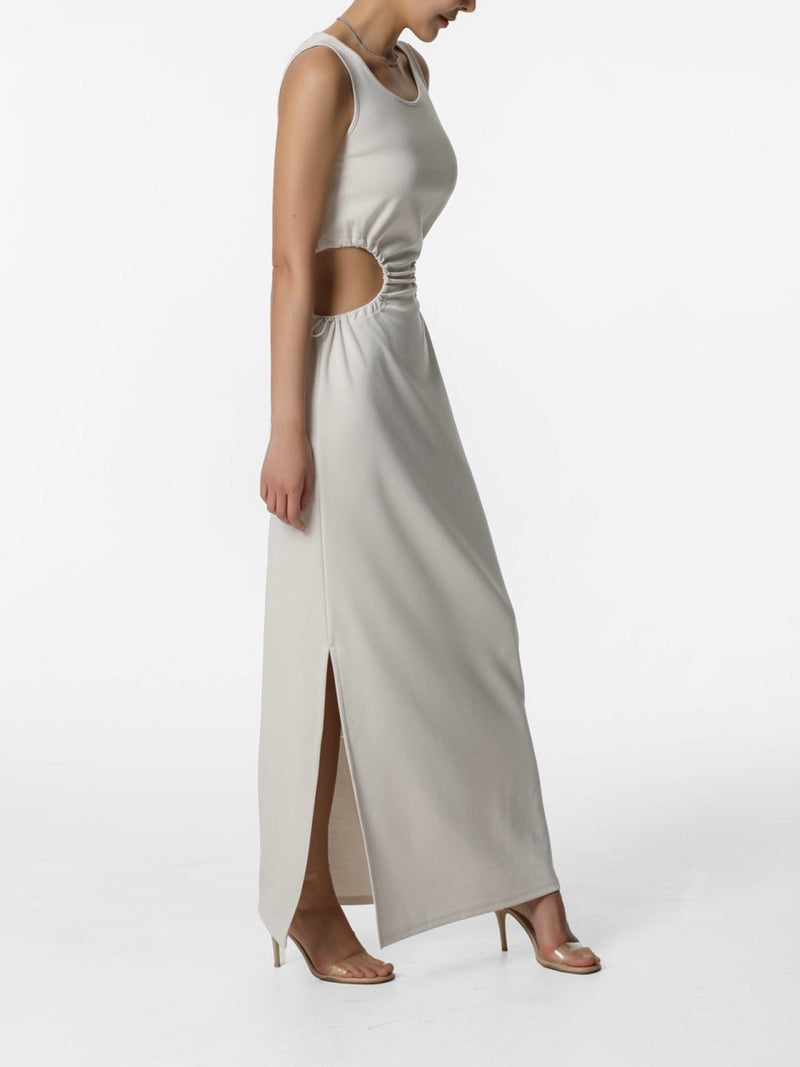 CUT-OUT JERSEY MAXI SLEEVELESS DRESS