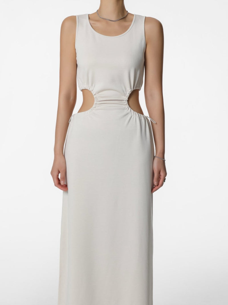 CUT-OUT JERSEY MAXI SLEEVELESS DRESS