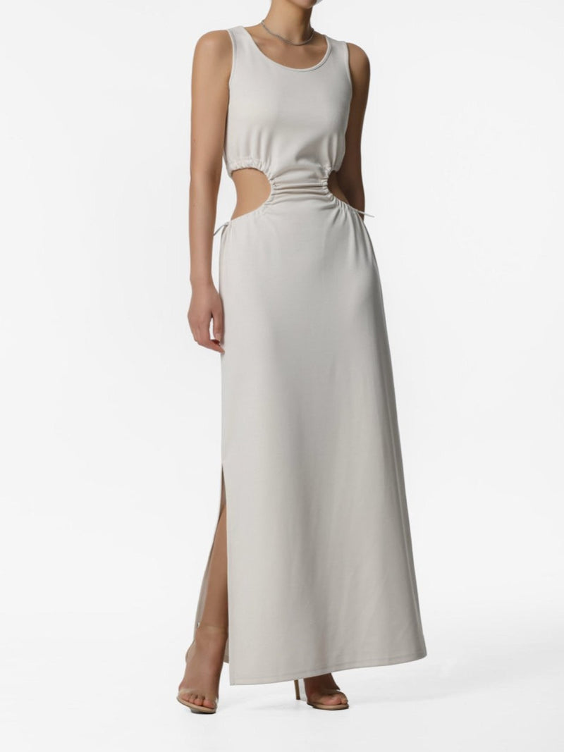 CUT-OUT JERSEY MAXI SLEEVELESS DRESS