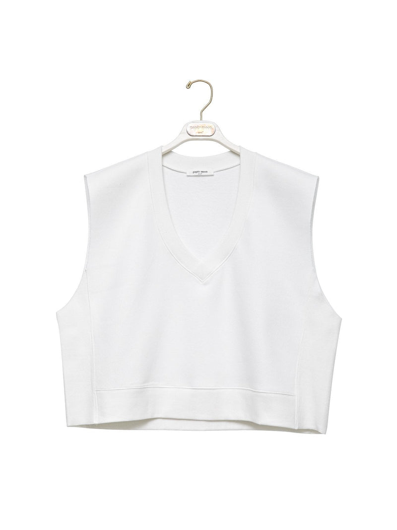 CUT OUT DETAIL CROPPED V-NECK VEST