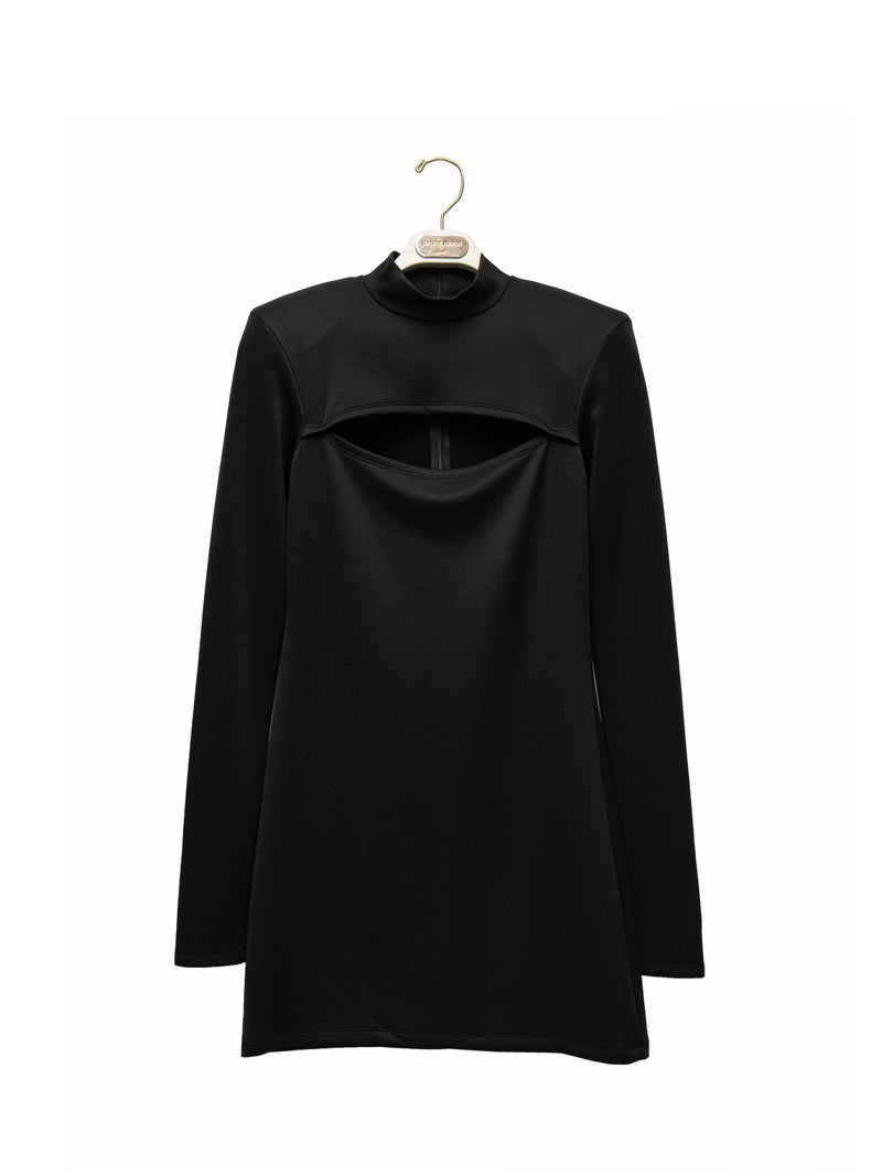 CUT OUT DETAIL MOCKNECK DRESS