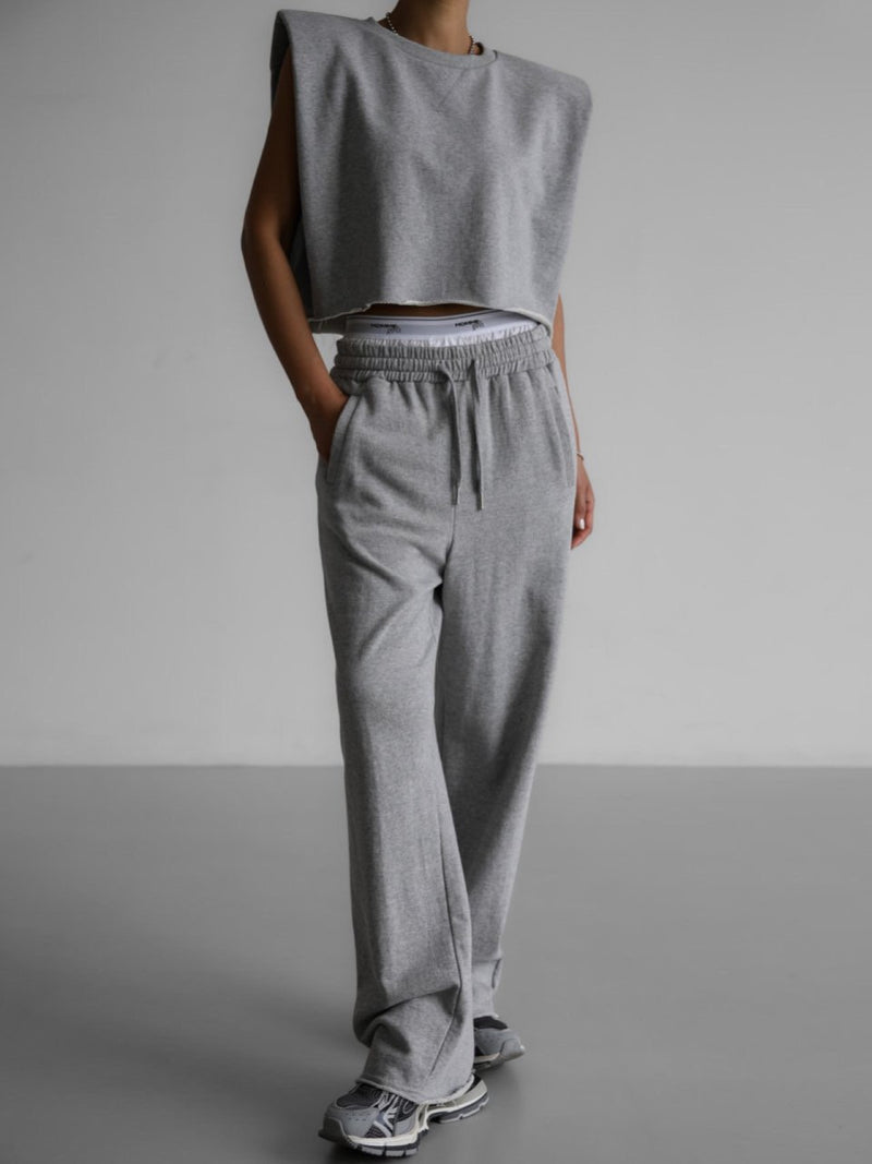 CUTTED DETAIL WIDE SWEATPANTS