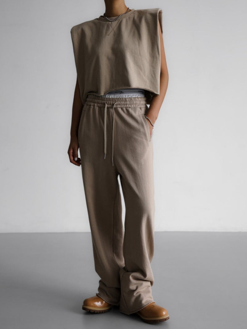 CUTTED DETAIL WIDE SWEATPANTS