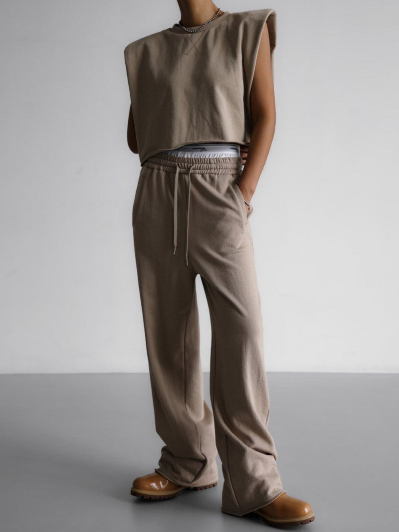 CUTTED DETAIL WIDE SWEATPANTS