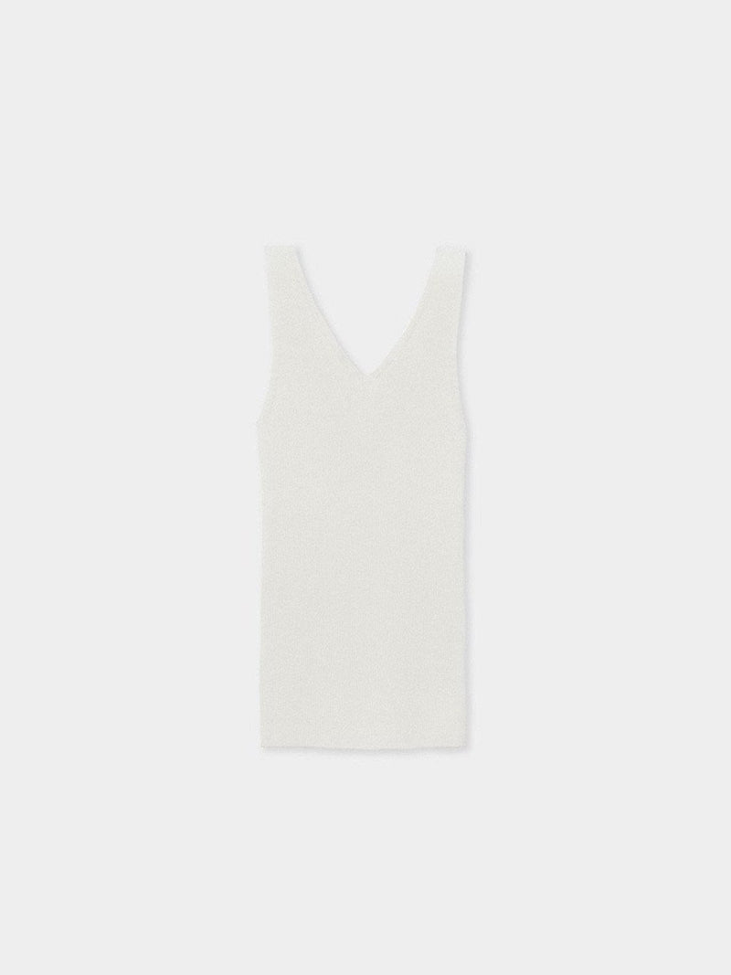 DOUBLE V-NECK SLEEVELESS RIBBED KNIT TOP
