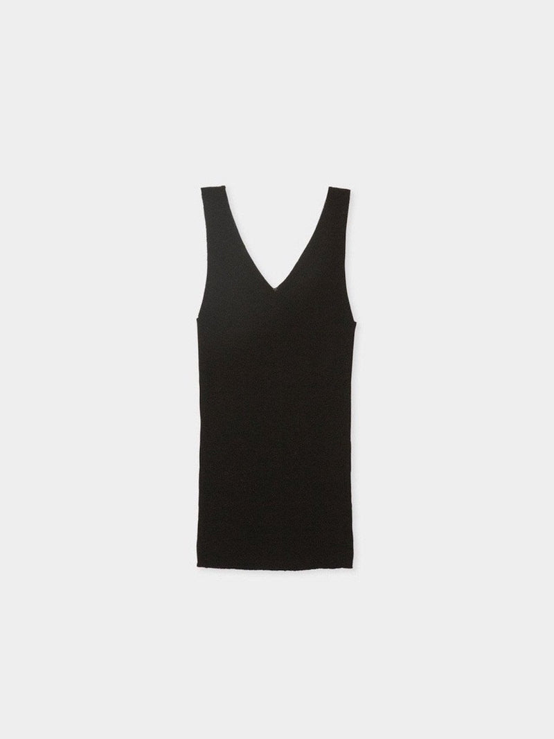 DOUBLE V-NECK SLEEVELESS RIBBED KNIT TOP