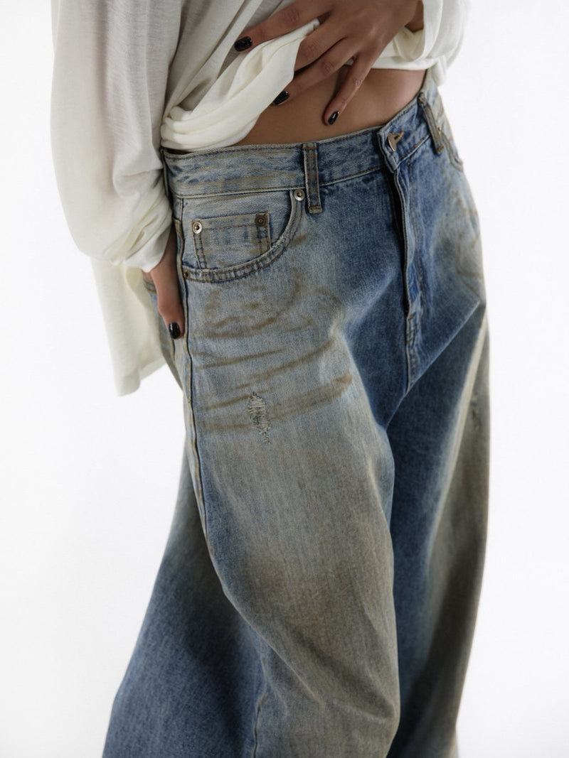 DUSTY MUD WASHED DENIM JEANS