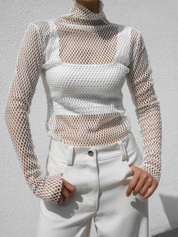 FISHNET MOCK-NECK TOP