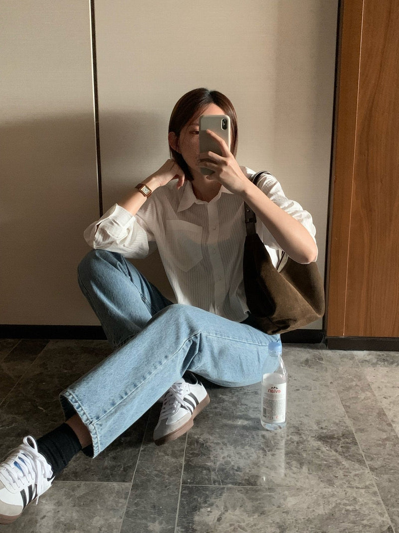 FRENCH STRIPE CROP SHIRT