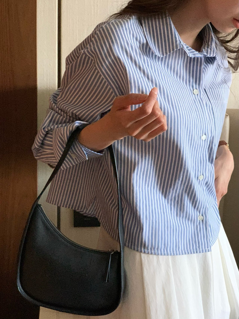 FRENCH STRIPE CROP SHIRT