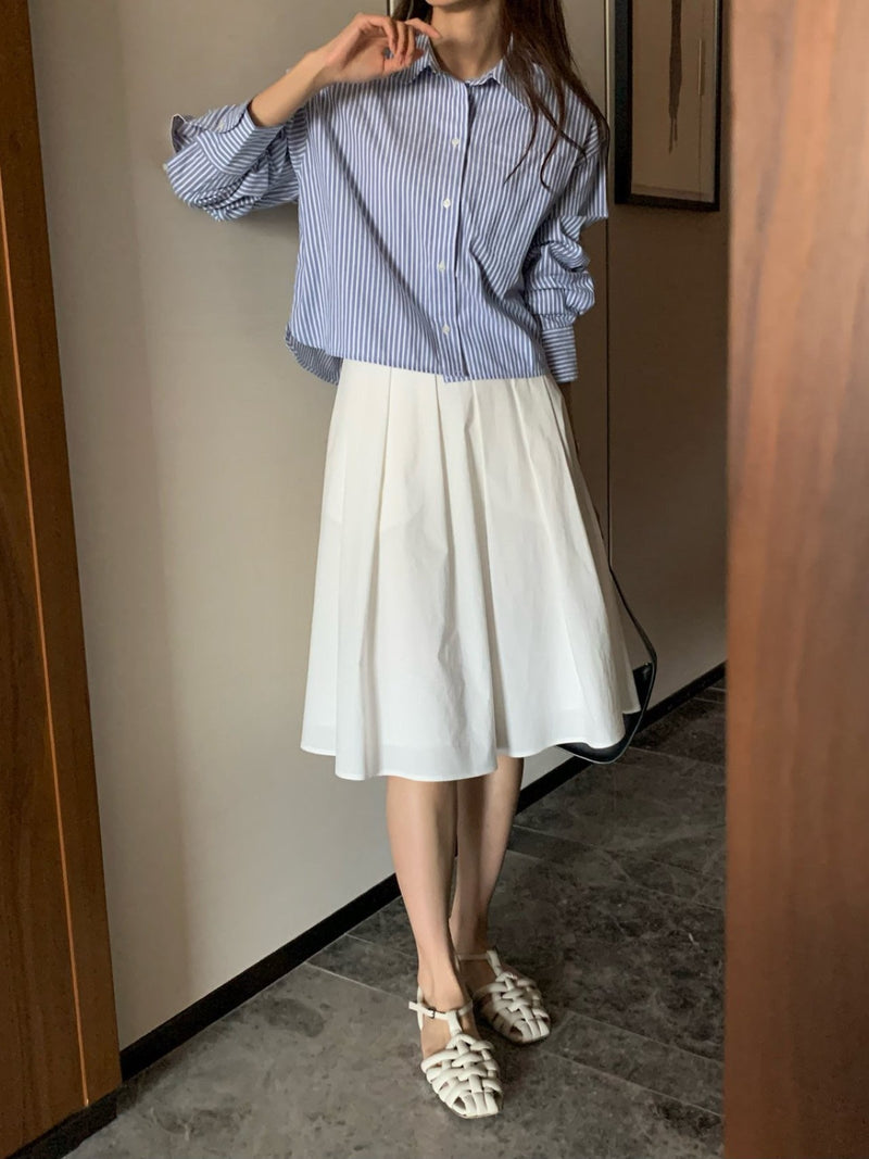 FRENCH STRIPE CROP SHIRT