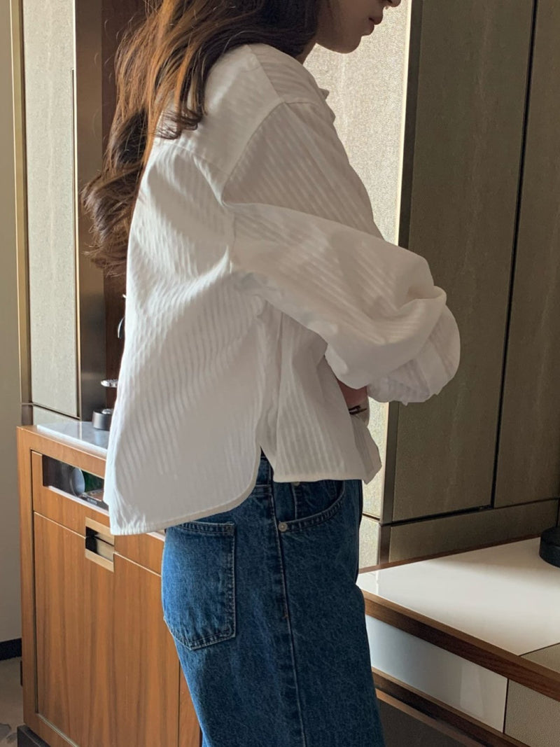 FRENCH STRIPE CROP SHIRT