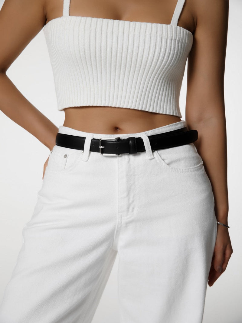 HIGH RISE WIDE LEG WHITE DENIM JEANS