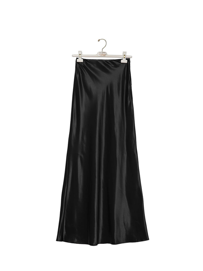 HIGH WAISTED SILKY SATIN FLARED SKIRT