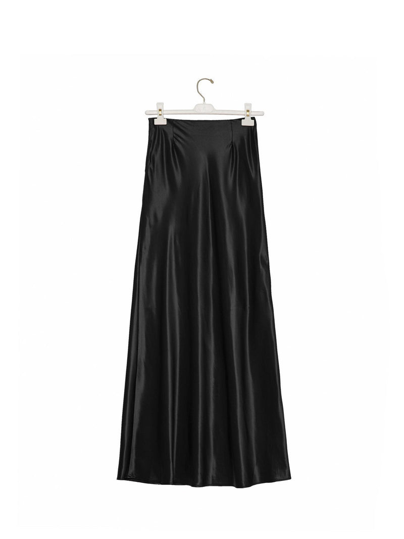 HIGH WAISTED SILKY SATIN FLARED SKIRT