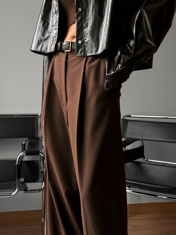 HIGH WAIST ONE PLEAT WIDE TROUSERS