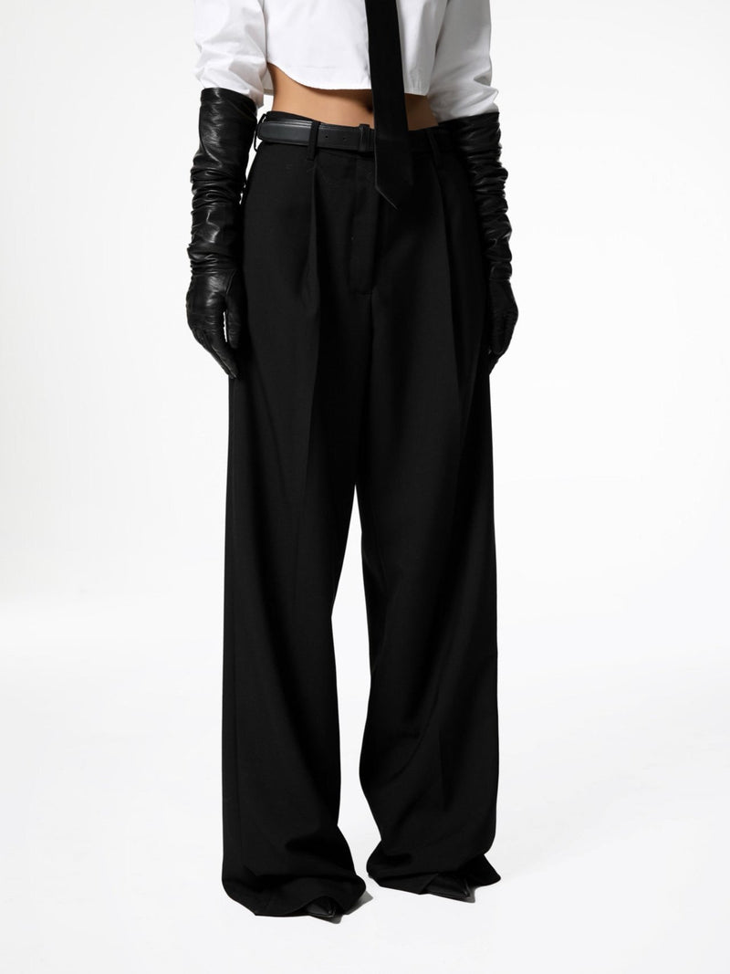 HIGH WAIST ONE PLEAT WIDE TROUSERS