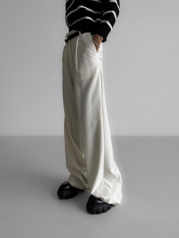 HIGH WAIST ONE PLEAT WIDE TROUSERS