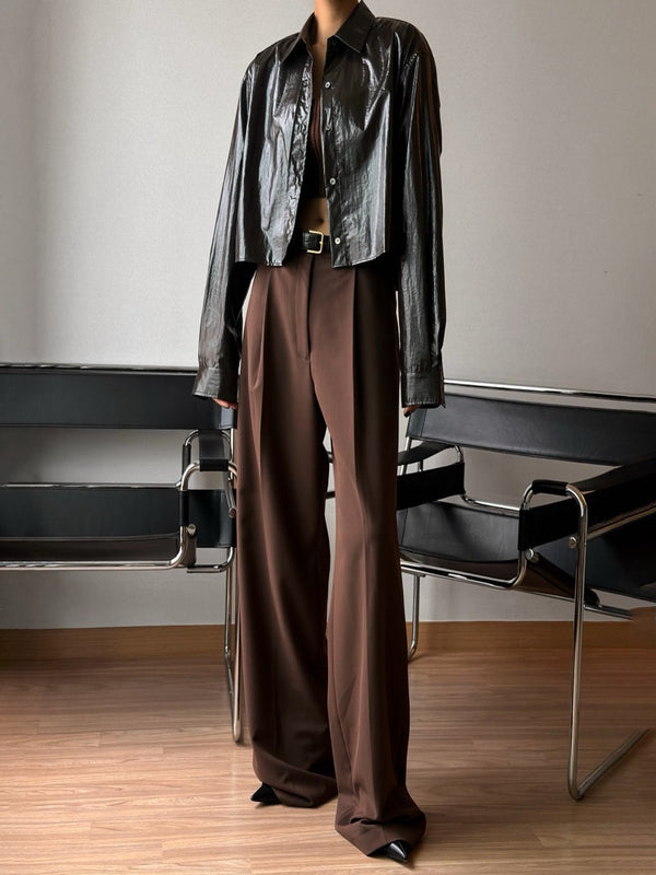 HIGH WAIST ONE PLEAT WIDE TROUSERS