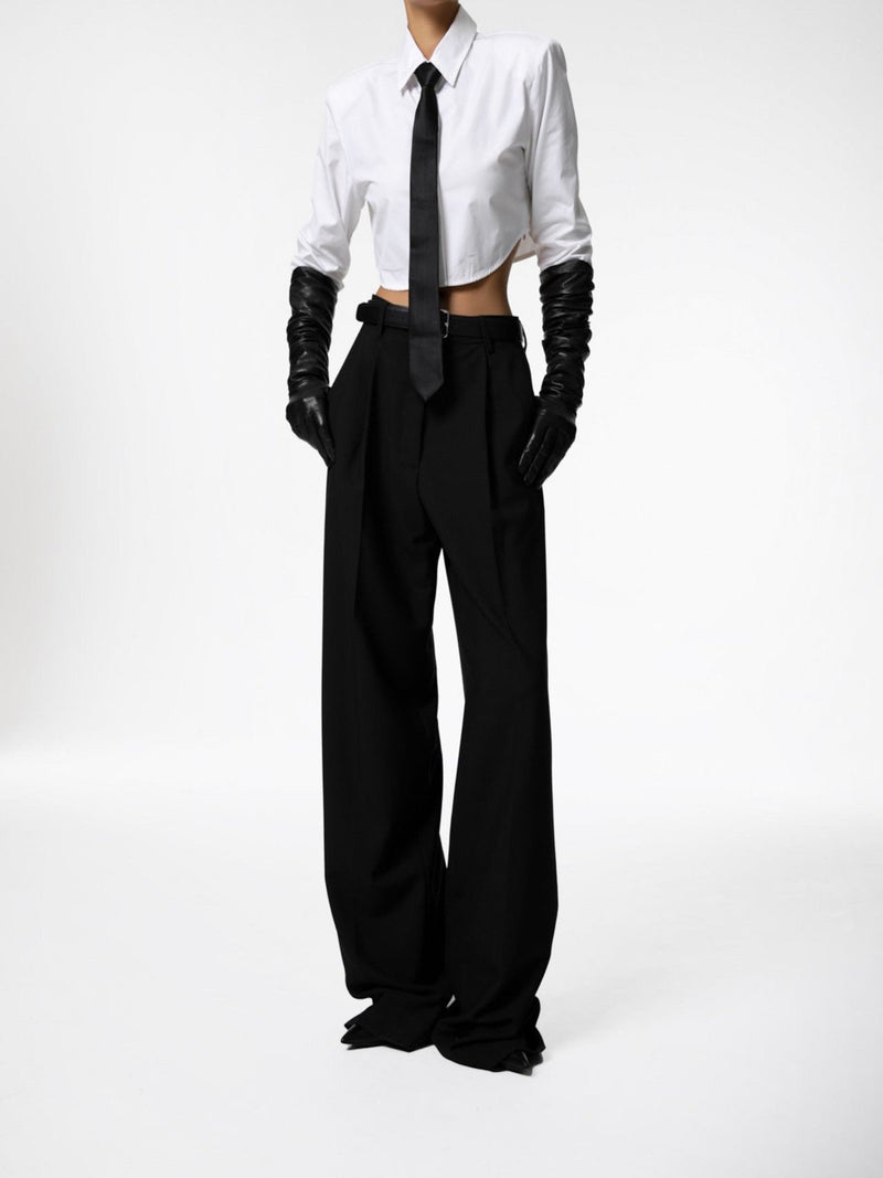 HIGH WAIST ONE PLEAT WIDE TROUSERS