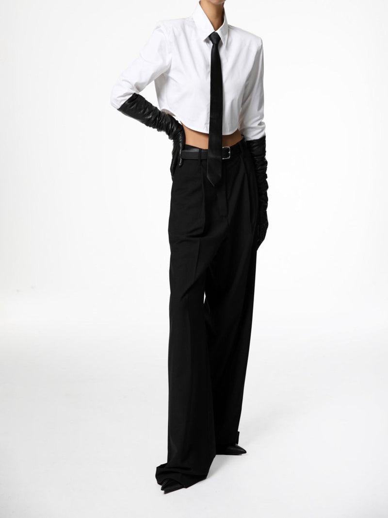 HIGH WAIST ONE PLEAT WIDE TROUSERS