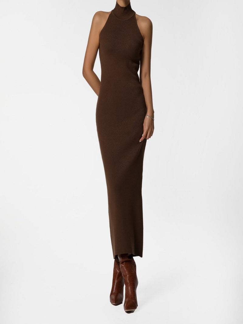 HALF HIGH NECK SLEEVELESS KNIT DRESS