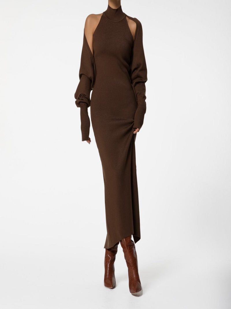 HALF HIGH NECK SLEEVELESS KNIT DRESS