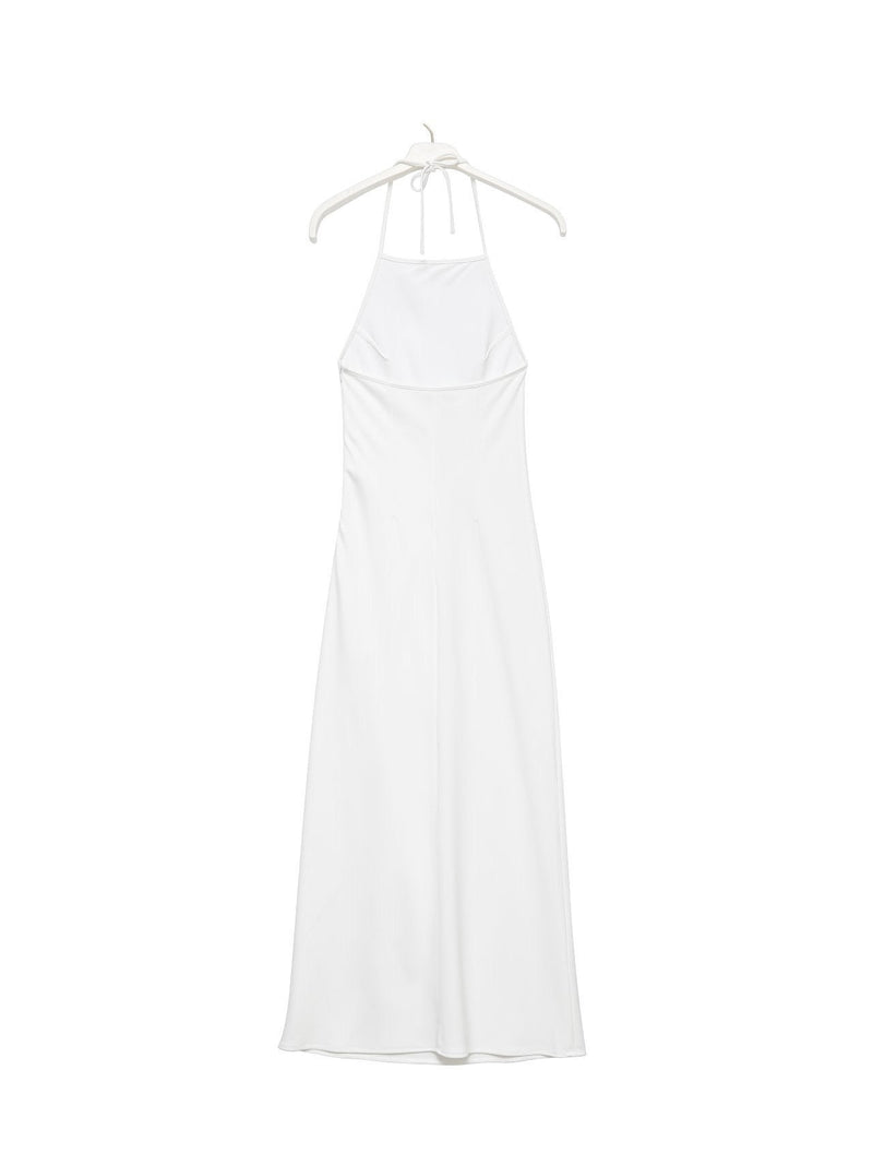 HALTER NECK SATIN DRESS
