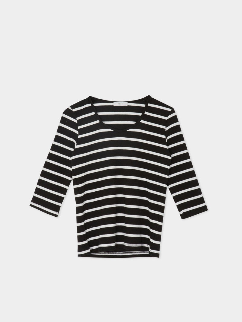 HEART NECK STRIPE T-SHIRT